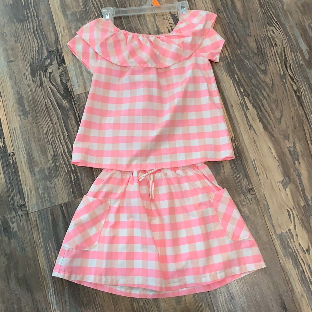 Cat & Jack pink gingham skirt set size Small